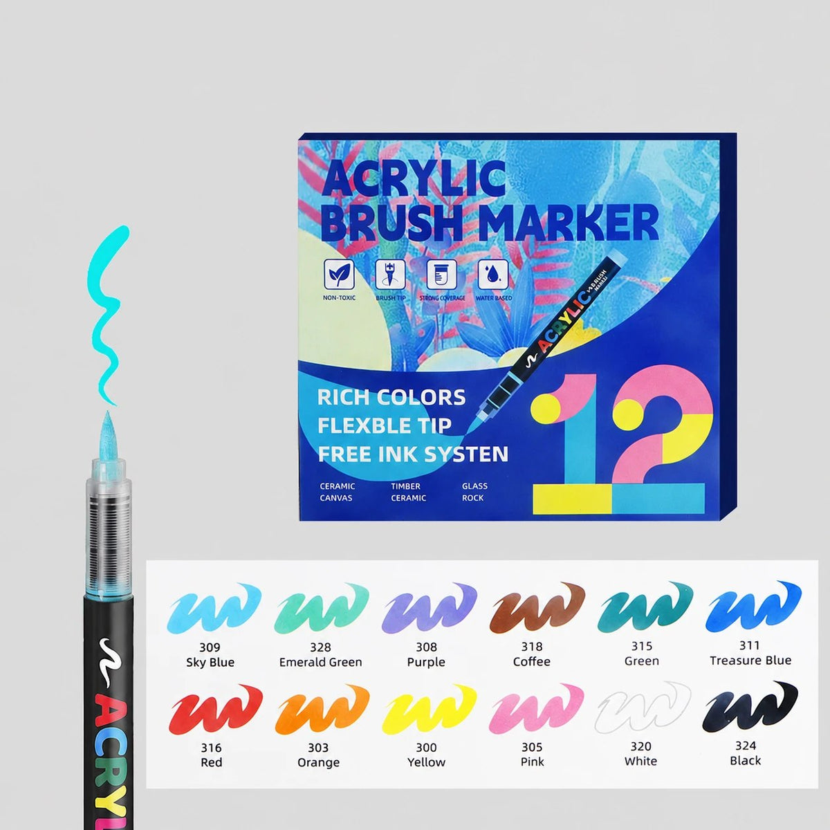 Acrylic Brush Marker Set